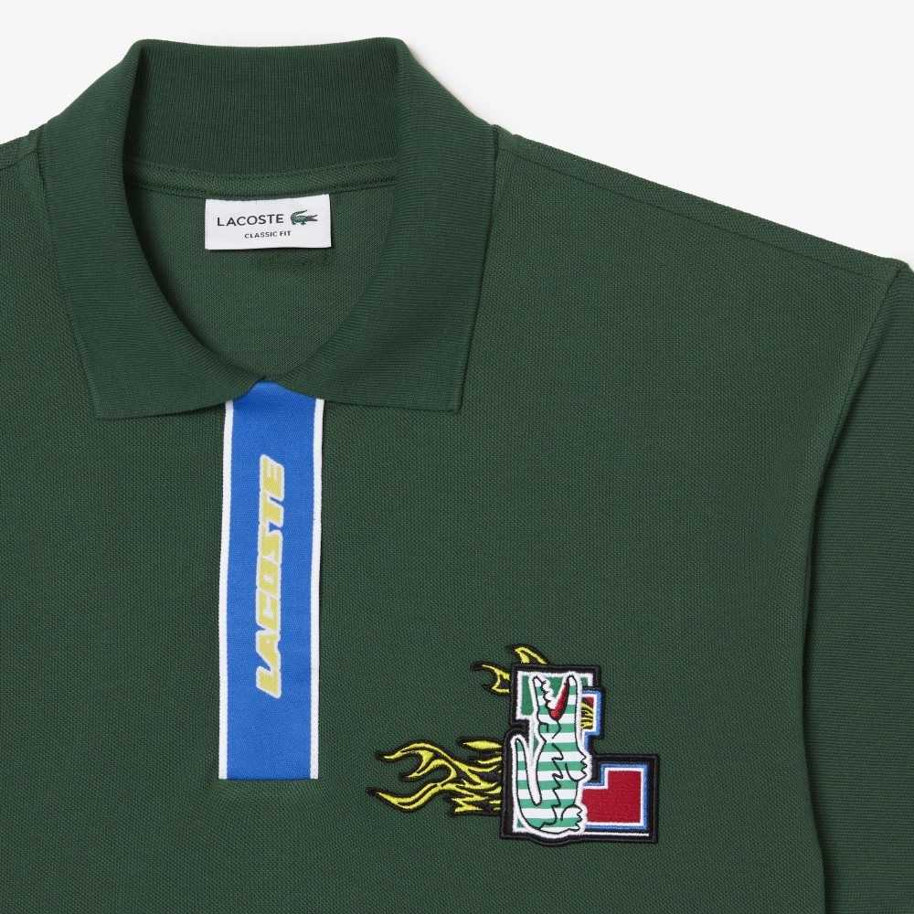 Lacoste Contrast Placket And Crocodile Badge Verde | 0257-EHGAL