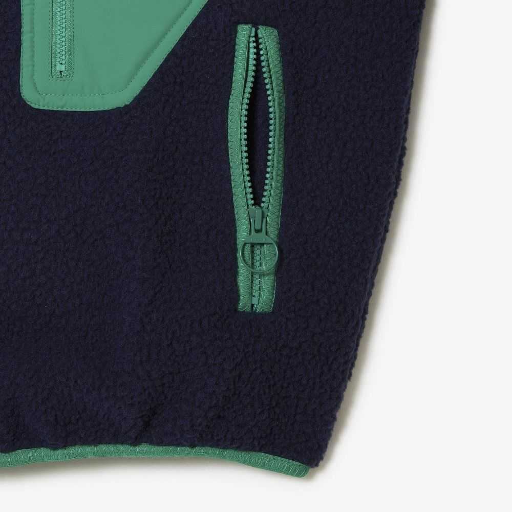 Lacoste Contrast Print Sherpa Fleece Azul Marino Azules Verde | 0813-KAIBX