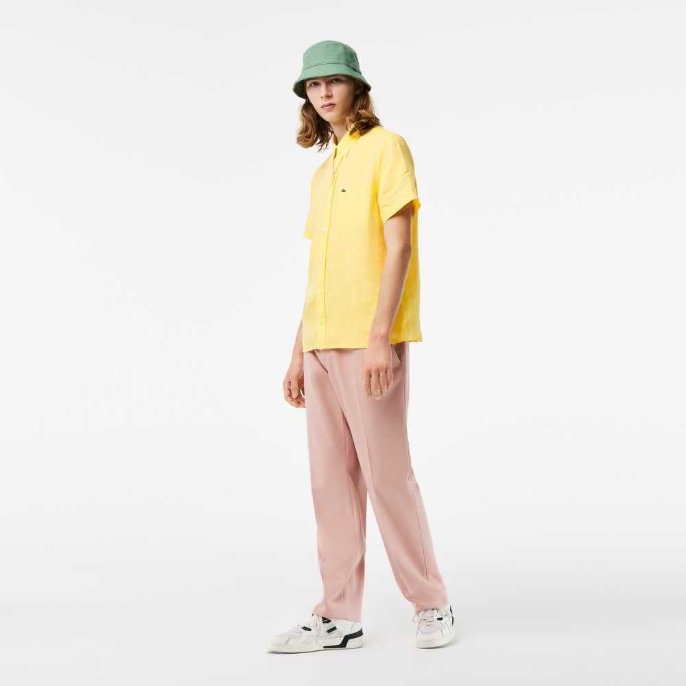 Lacoste Corta Sleeve Linen Amarillo | 6184-TPCOD