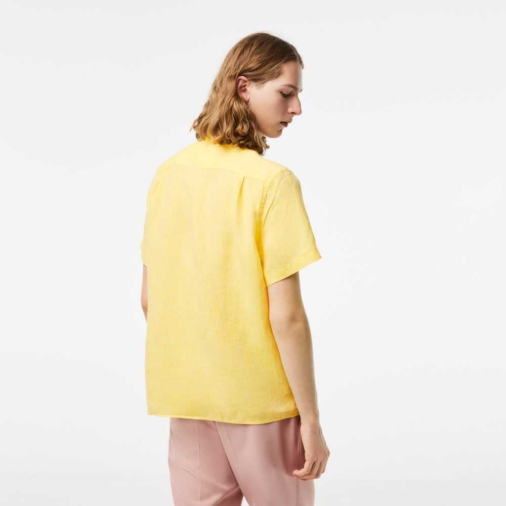 Lacoste Corta Sleeve Linen Amarillo | 6184-TPCOD