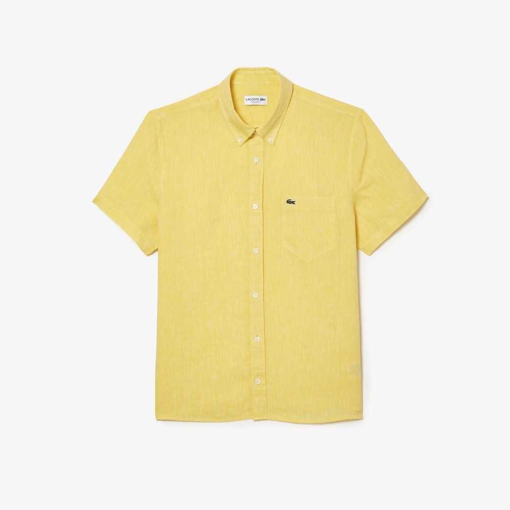 Lacoste Corta Sleeve Linen Amarillo | 6184-TPCOD