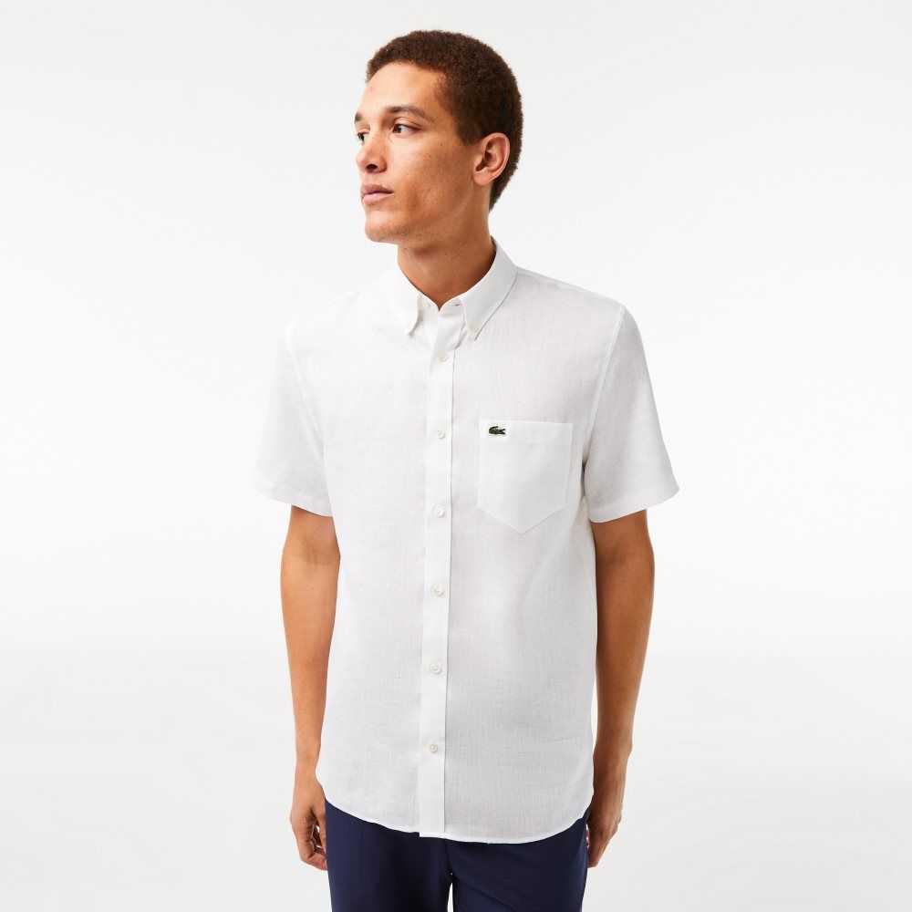 Lacoste Corta Sleeve Linen Blancas | 7520-ZDHGI