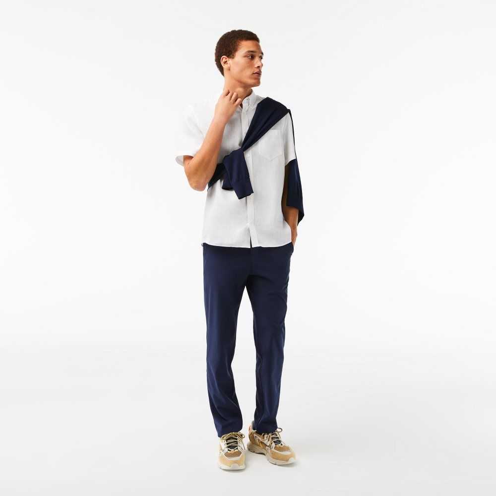 Lacoste Corta Sleeve Linen Blancas | 7520-ZDHGI