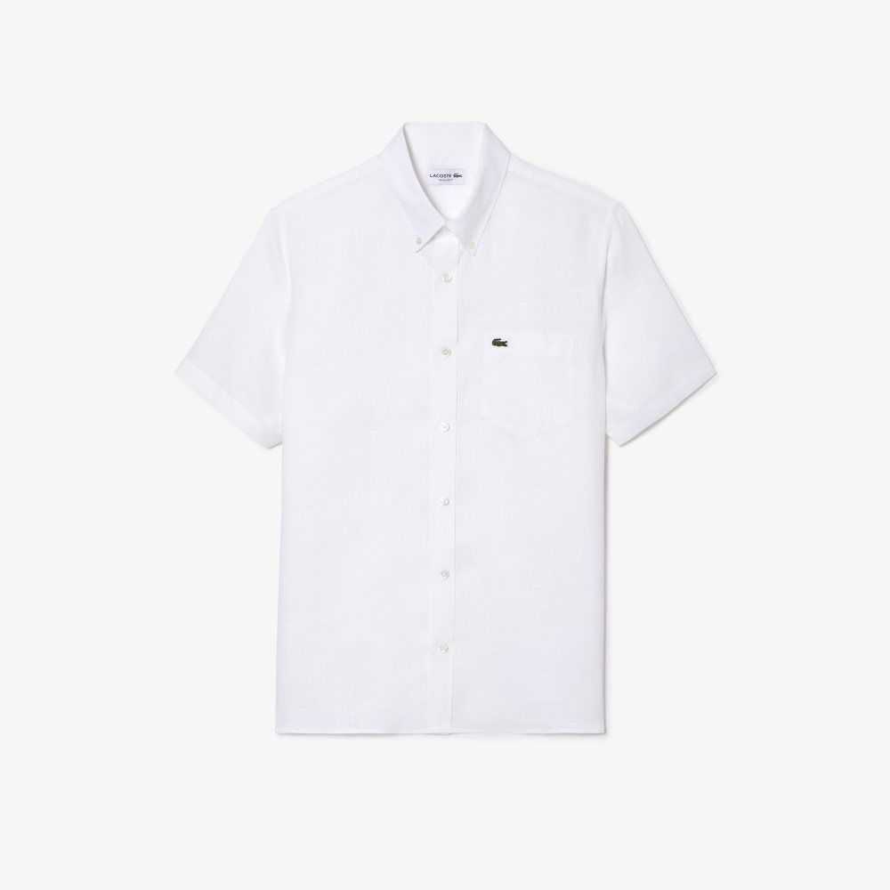 Lacoste Corta Sleeve Linen Blancas | 7520-ZDHGI