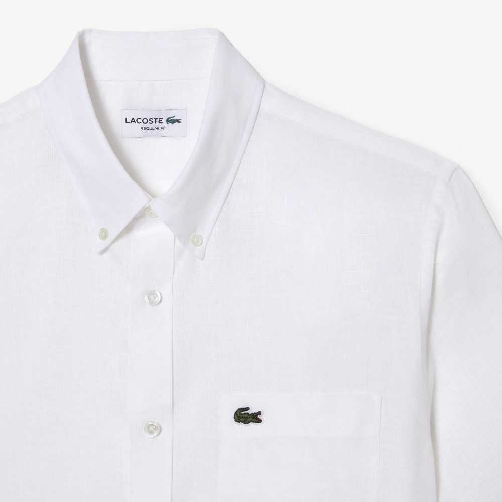 Lacoste Corta Sleeve Linen Blancas | 7520-ZDHGI