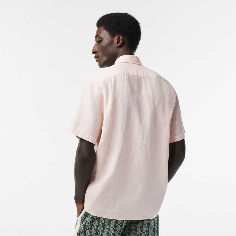 Lacoste Corta Sleeve Linen Rosas Claro | 4937-UDSBK