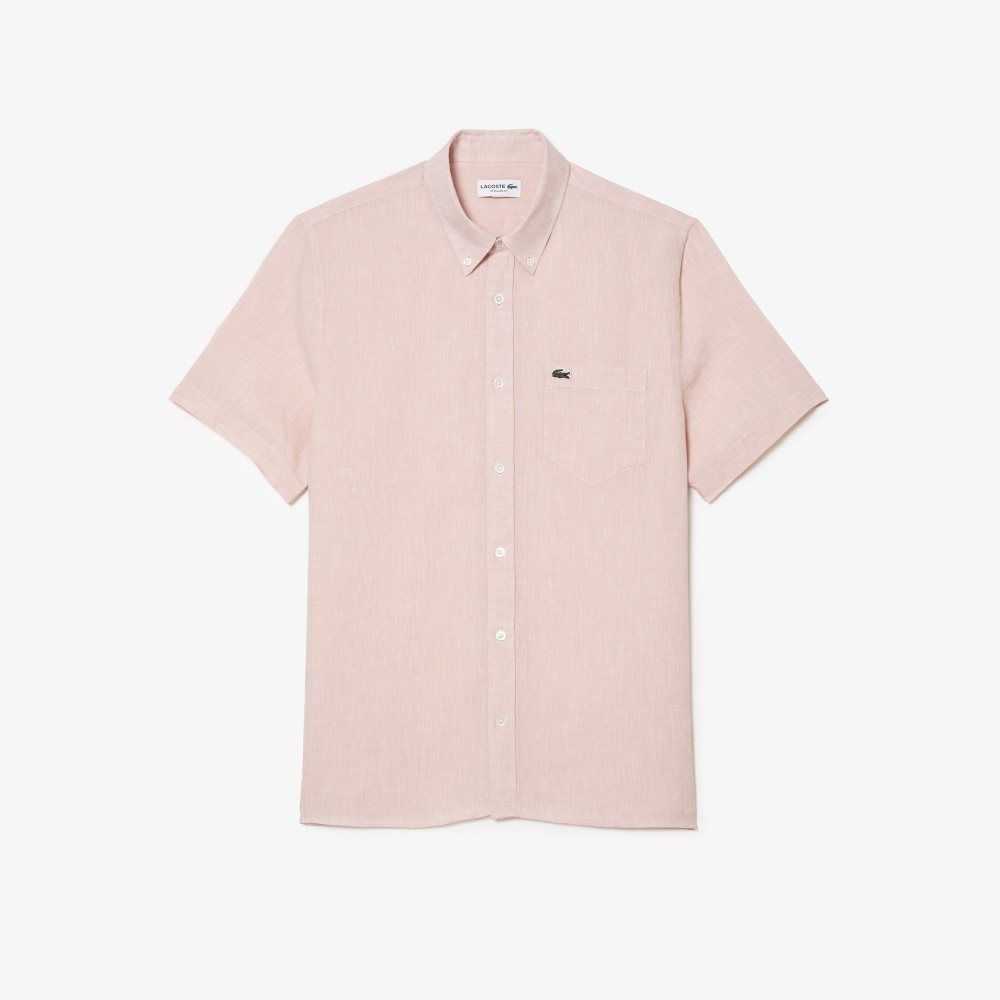 Lacoste Corta Sleeve Linen Rosas Claro | 4937-UDSBK