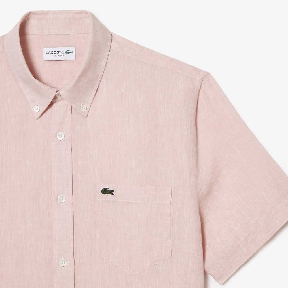 Lacoste Corta Sleeve Linen Rosas Claro | 4937-UDSBK