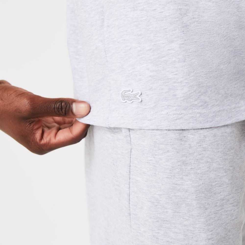 Lacoste Corta Sleeve Three-Tone Crew Neck Pajama T-Shirt Gris | 2143-IUNPM