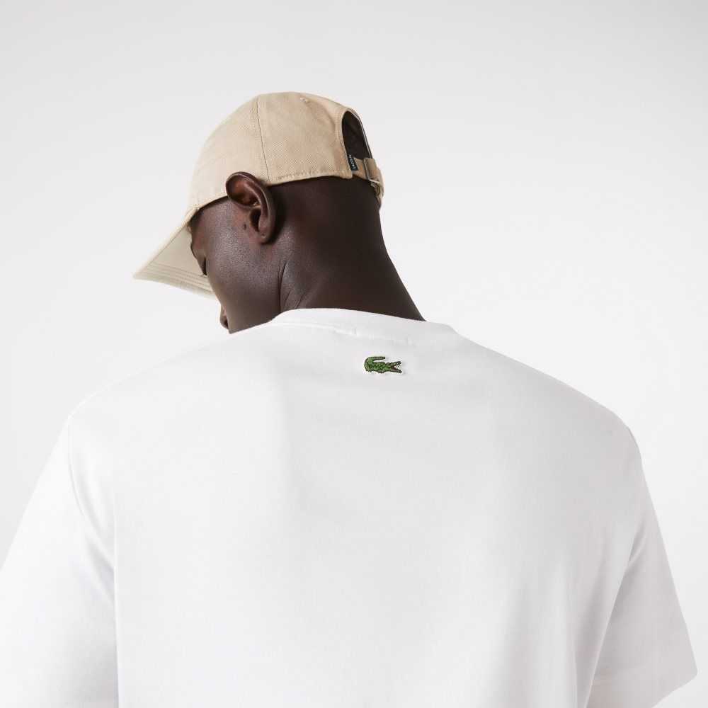 Lacoste Crew Neck 3D Printed logo Algodon Blancas | 5423-PTLWC