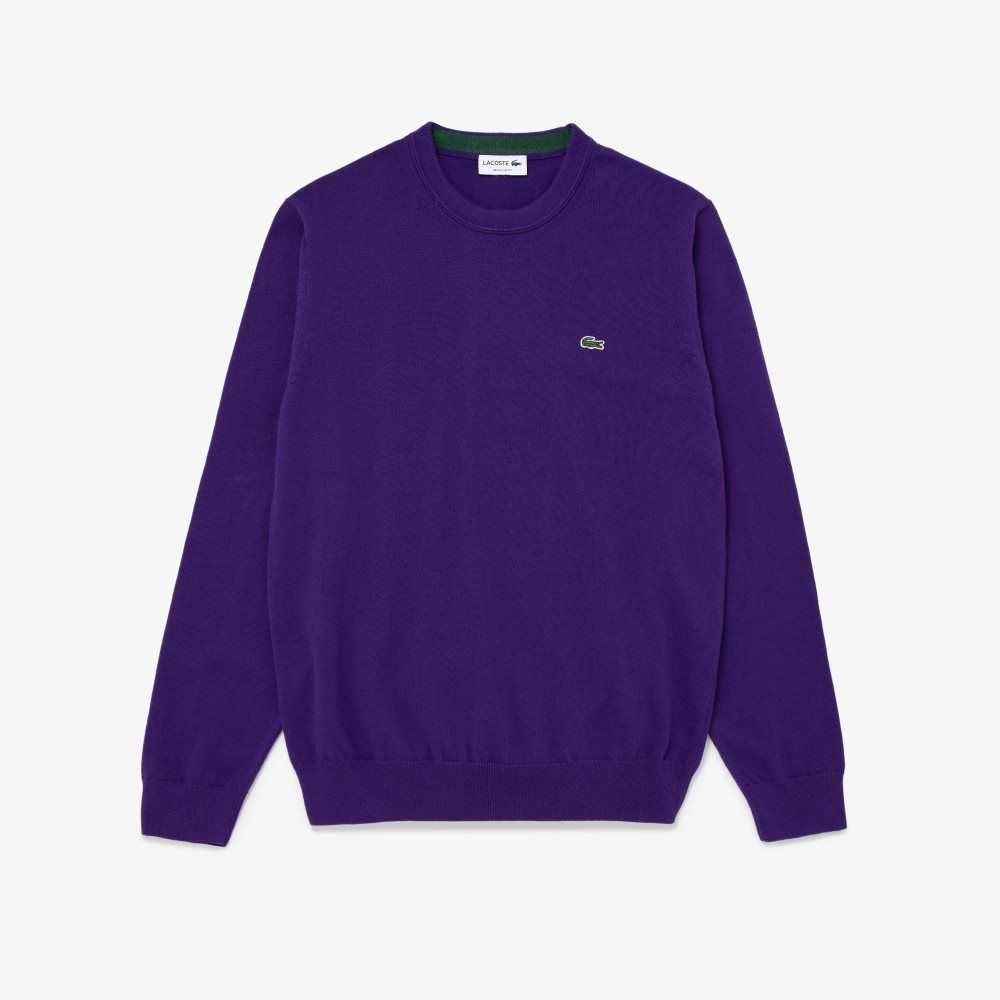 Lacoste Crew Neck Algodon Moradas | 2683-DSHOA