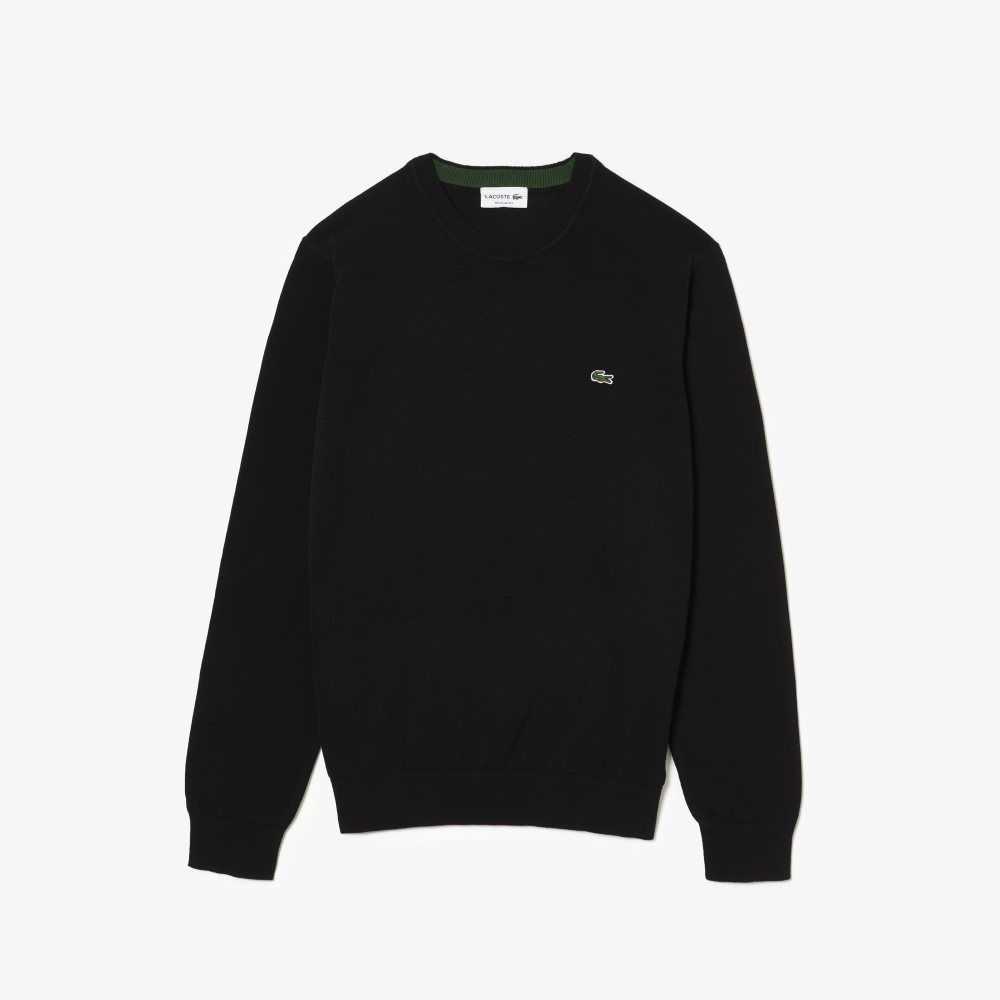 Lacoste Crew Neck Algodon Negras | 8109-PQNYA