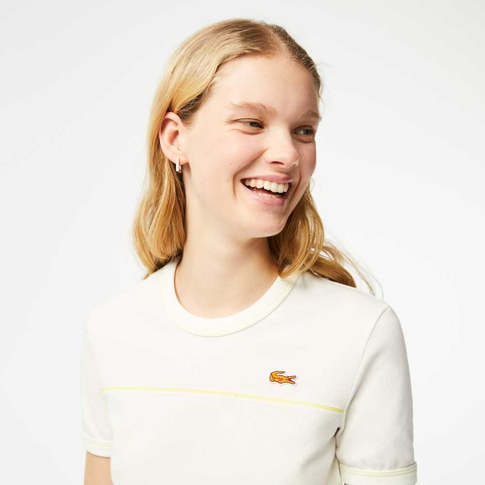 Lacoste Crew Neck French Made Organic Algodon Pique T-Shirt Blancas | 1380-SGBYL