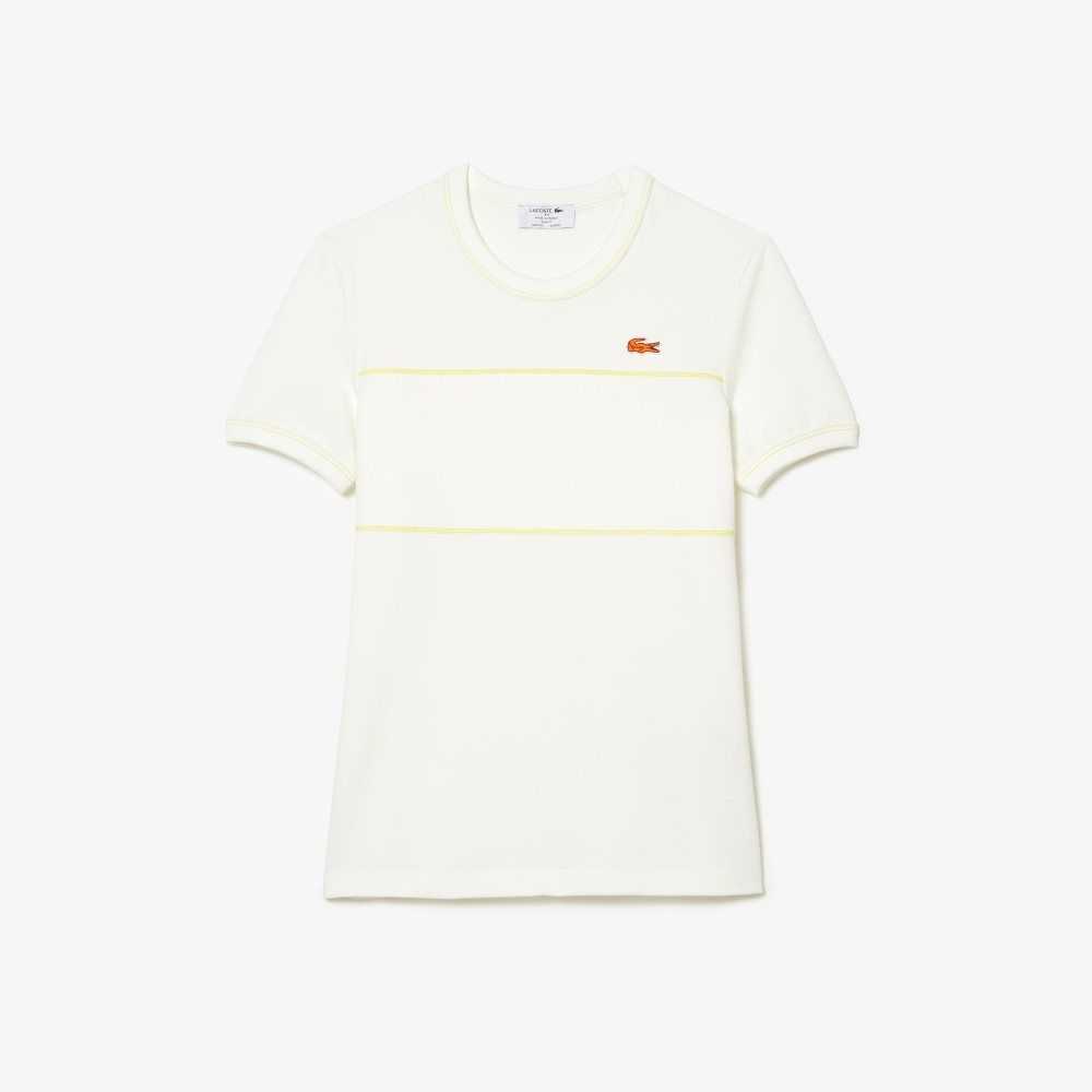 Lacoste Crew Neck French Made Organic Algodon Pique T-Shirt Blancas | 1380-SGBYL