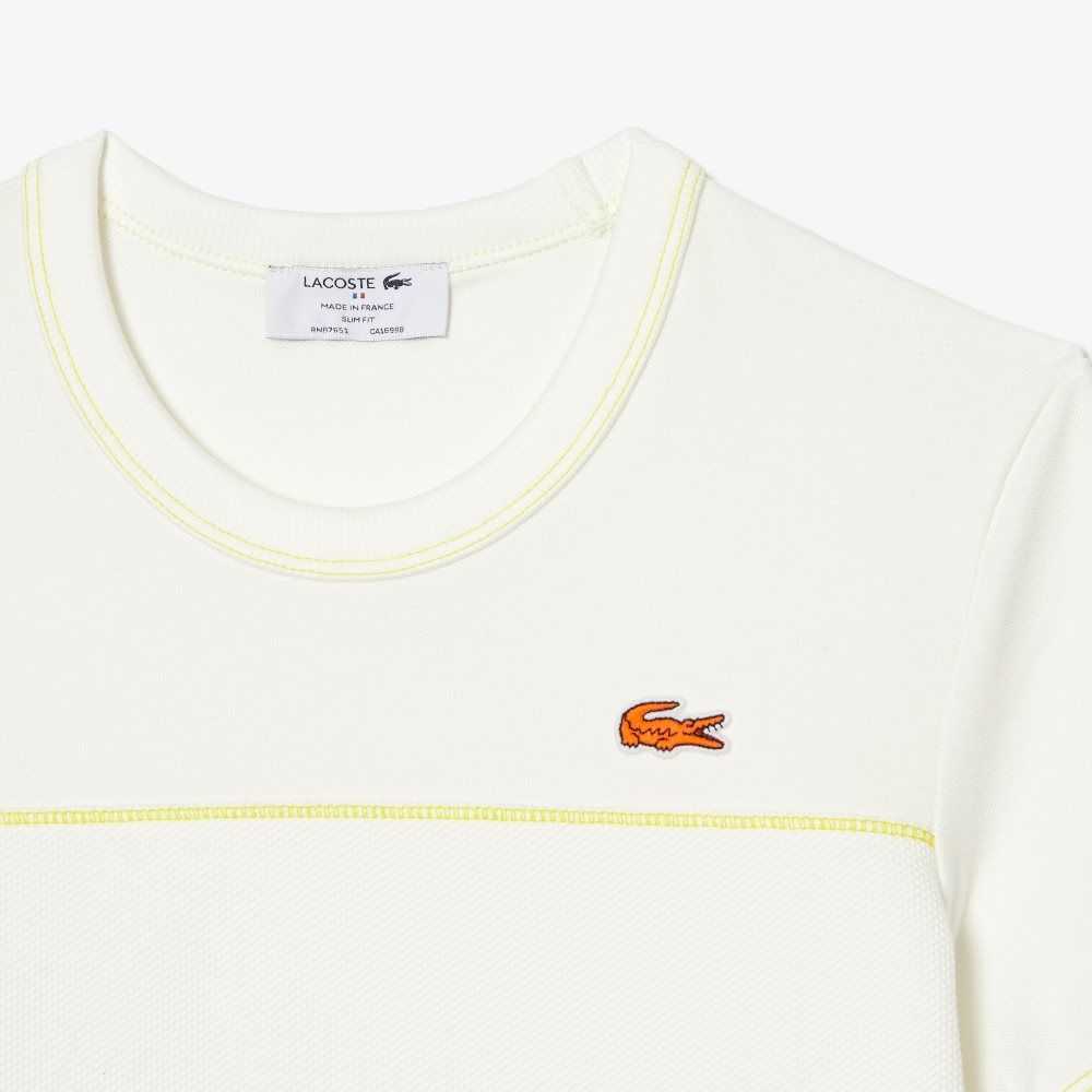 Lacoste Crew Neck French Made Organic Algodon Pique T-Shirt Blancas | 1380-SGBYL