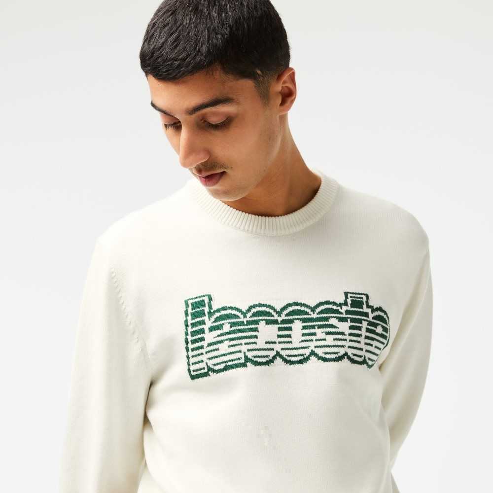 Lacoste Crew Neck Jersey Blancas Verde | 7410-QXIAP