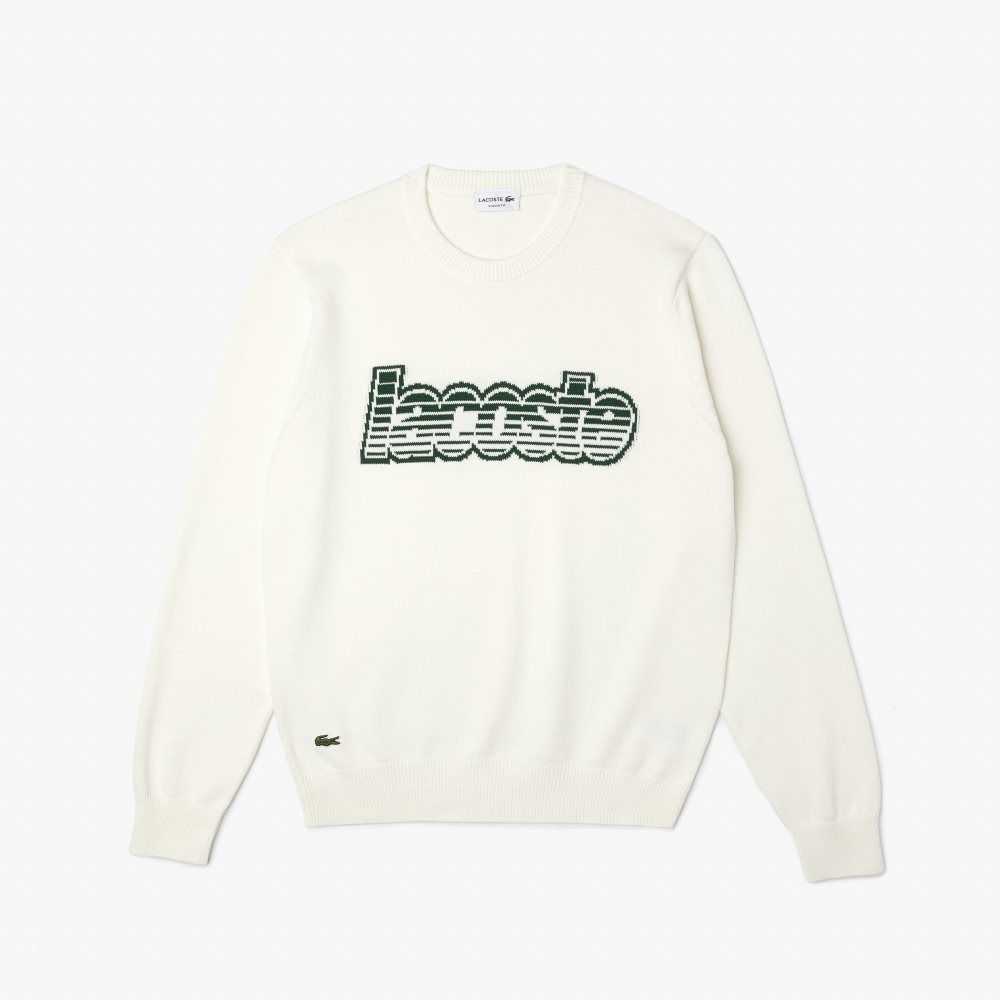 Lacoste Crew Neck Jersey Blancas Verde | 7410-QXIAP