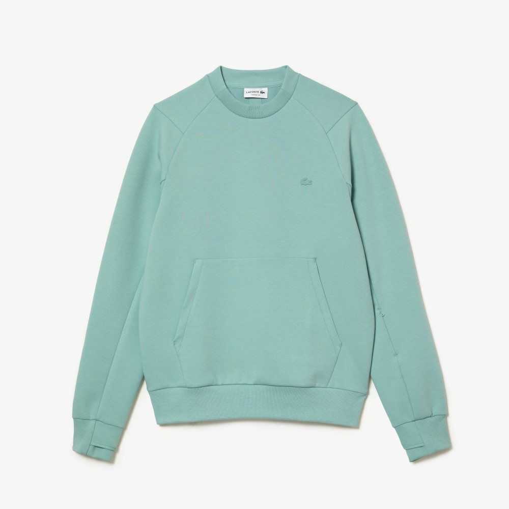 Lacoste Crew Neck Kangaroo Pocket Algodon Blend Verde Menta | 4790-FIULP