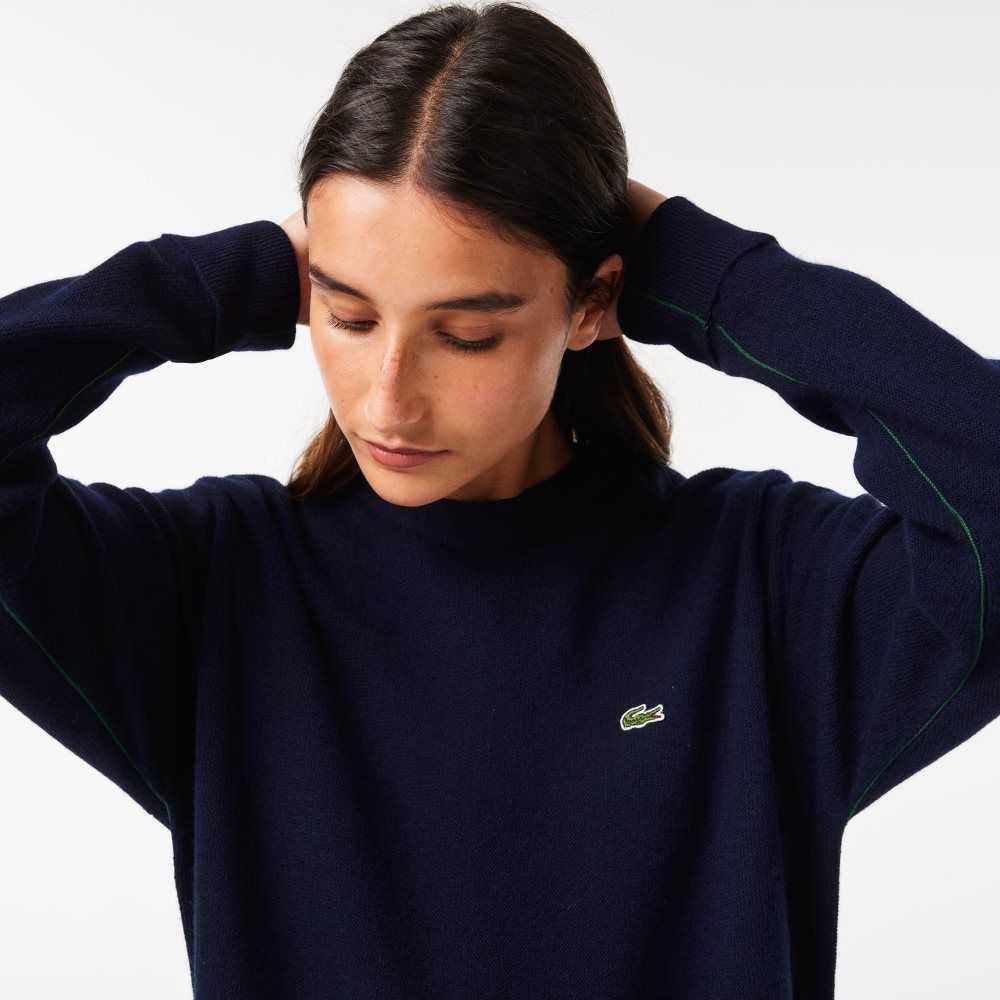 Lacoste Crew Neck Lana Azul Marino Azules | 8301-HJQZG