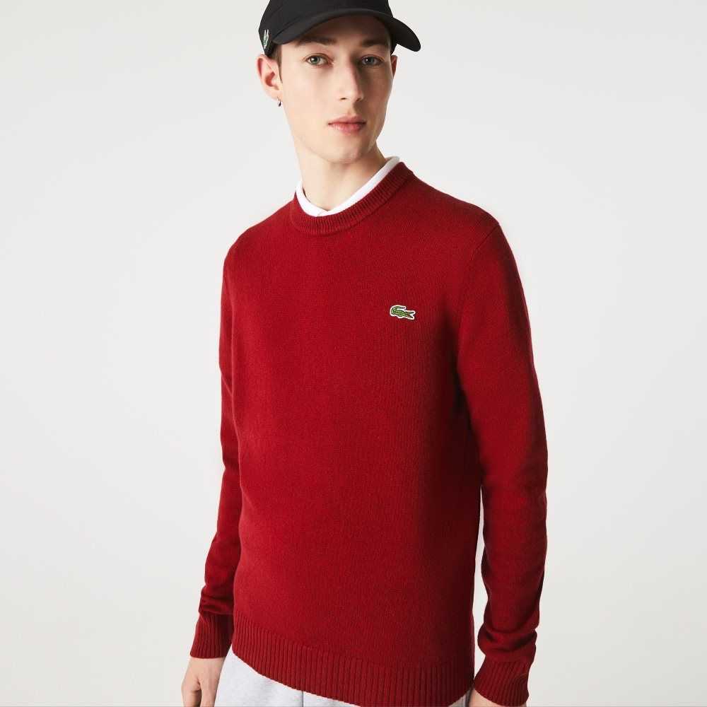 Lacoste Crew Neck Lana Burdeos | 9135-DIOZQ