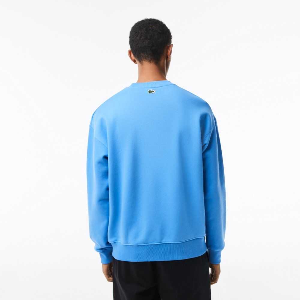 Lacoste Crew Neck Loose Fit Croc Print Azules | 4180-NWAFH