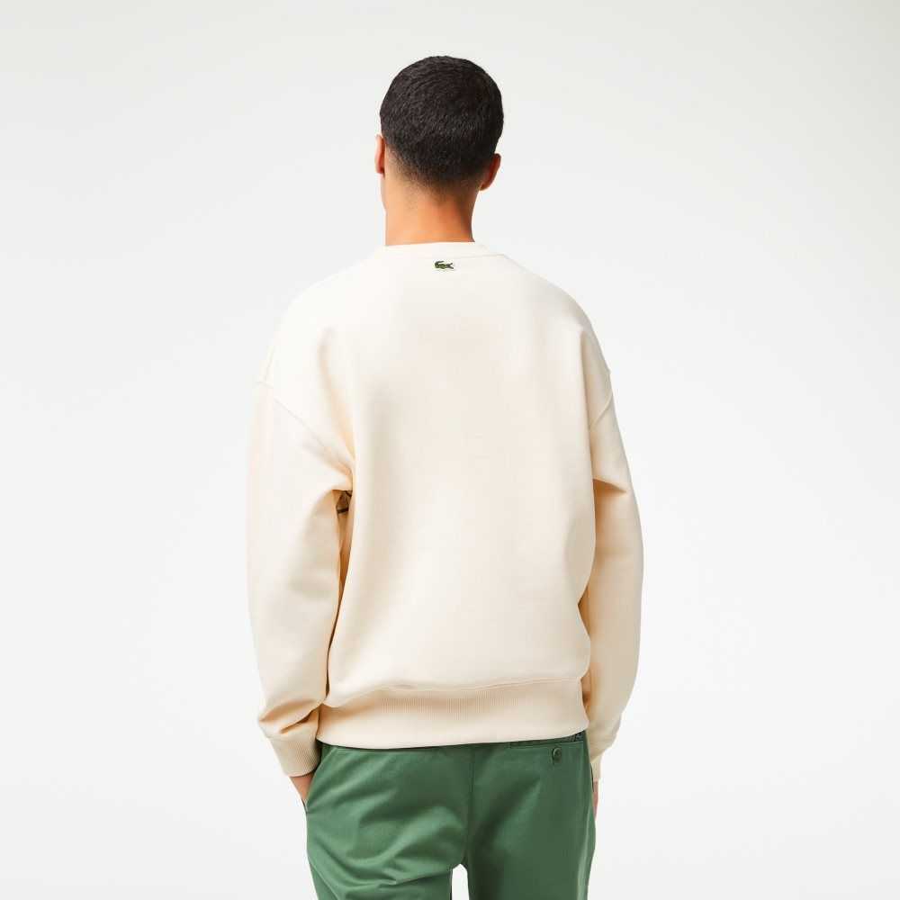 Lacoste Crew Neck Loose Fit Croc Print Blancas | 9372-ZHEWN