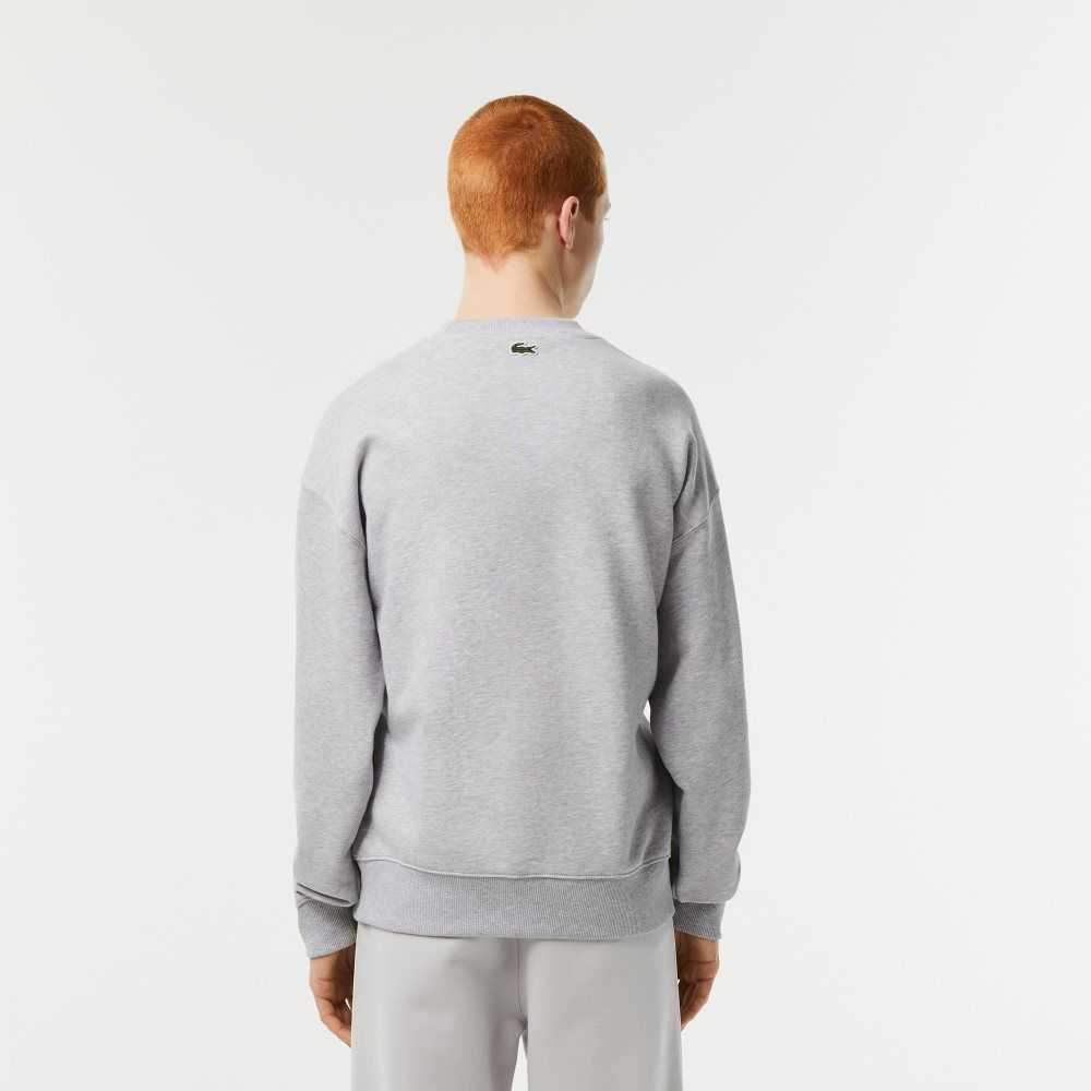 Lacoste Crew Neck Loose Fit Croc Print Gris | 5643-HPXWT