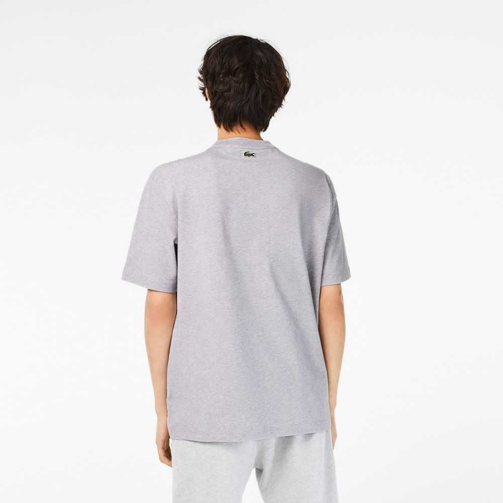 Lacoste Crew Neck Loose Fit Crocodile Print Gris | 0526-YBNIQ