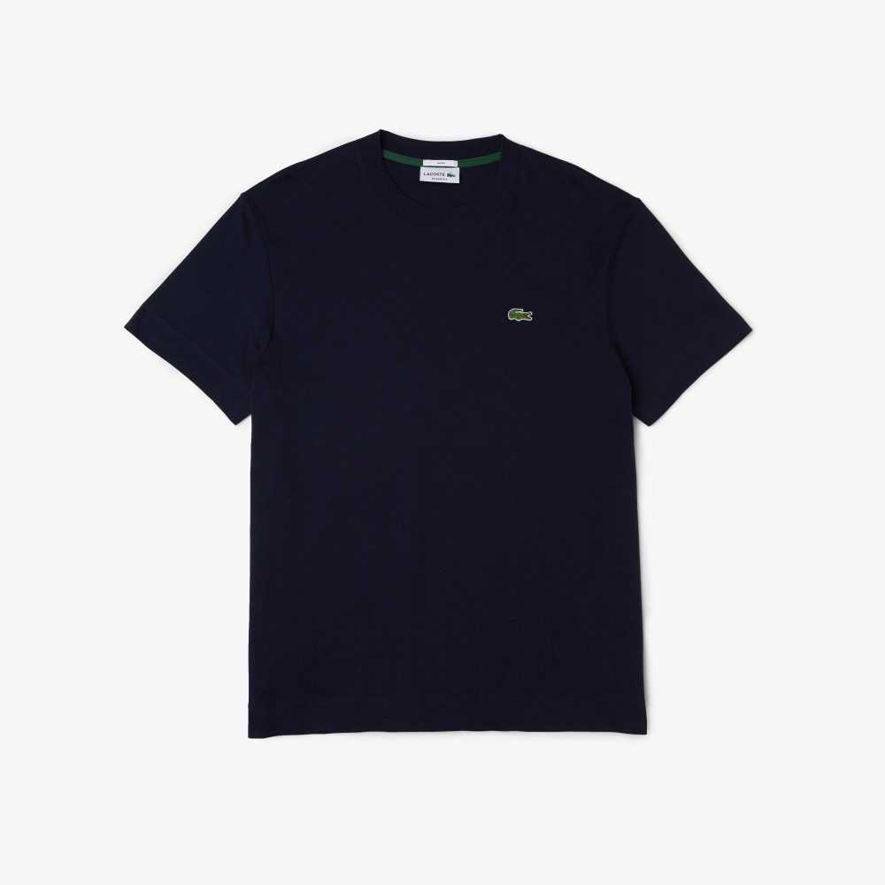 Lacoste Crew Neck Organic Algodon Azul Marino Azules | 7204-HMDAZ