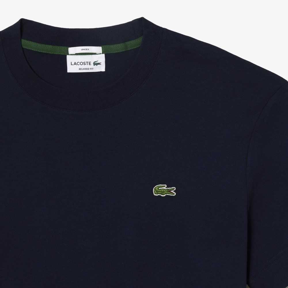 Lacoste Crew Neck Organic Algodon Azul Marino Azules | 7204-HMDAZ