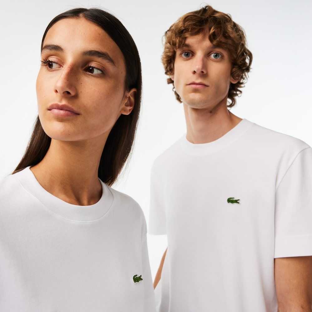 Lacoste Crew Neck Organic Algodon Blancas | 4921-PGRJI