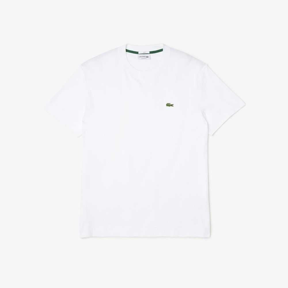 Lacoste Crew Neck Organic Algodon Blancas | 4921-PGRJI