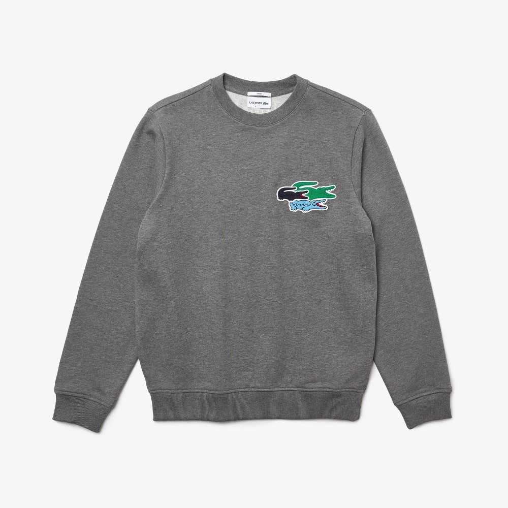 Lacoste Crew Neck Organic Algodon Gris | 3648-TBPIL