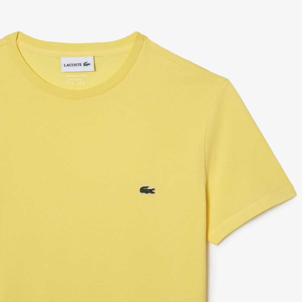 Lacoste Crew Neck Pima Algodon Jersey Amarillo | 5192-QTRZF