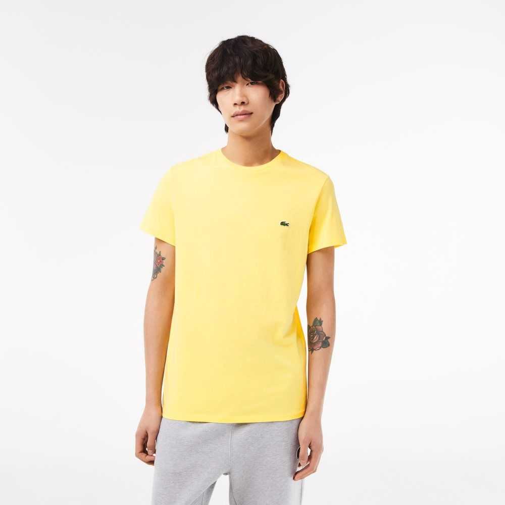 Lacoste Crew Neck Pima Algodon Jersey Amarillo | 5192-QTRZF