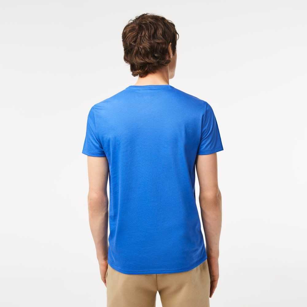 Lacoste Crew Neck Pima Algodon Jersey Azules | 4750-HDZGB