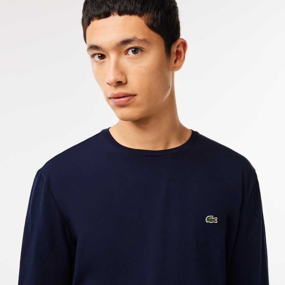 Lacoste Crew Neck Pima Algodon Jersey Azul Marino Azules | 6215-OVRNU