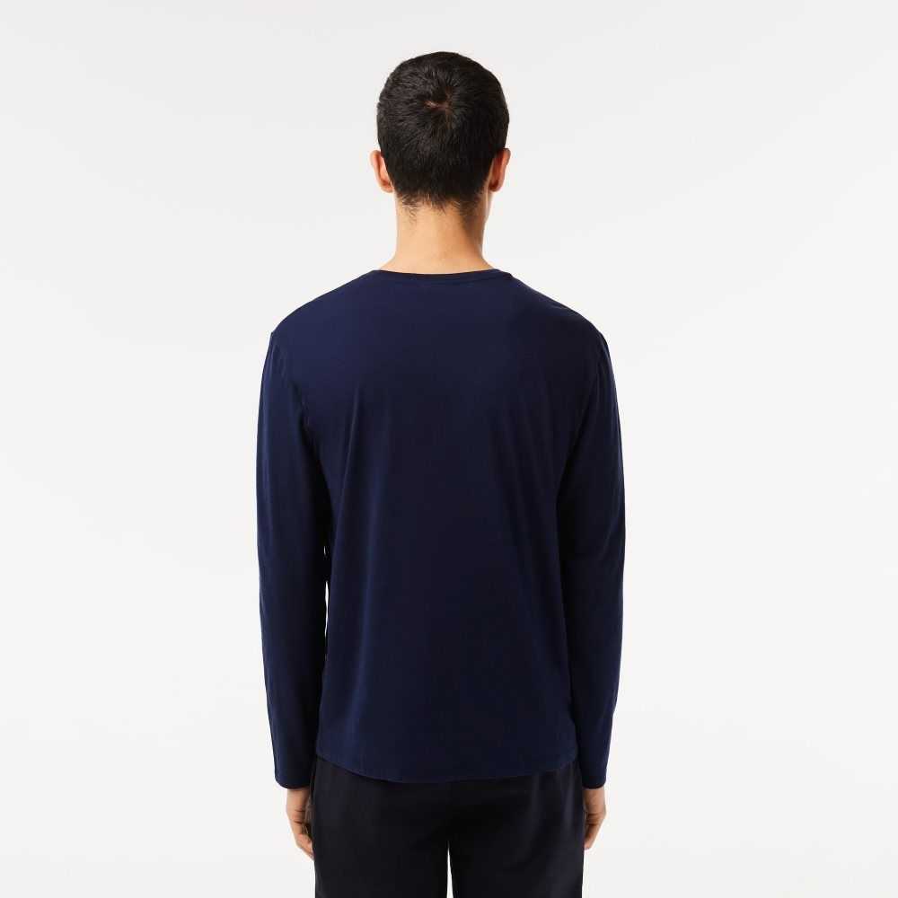 Lacoste Crew Neck Pima Algodon Jersey Azul Marino Azules | 6215-OVRNU