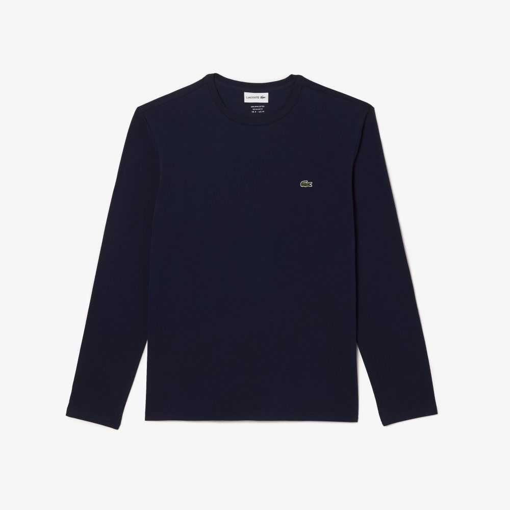 Lacoste Crew Neck Pima Algodon Jersey Azul Marino Azules | 6215-OVRNU