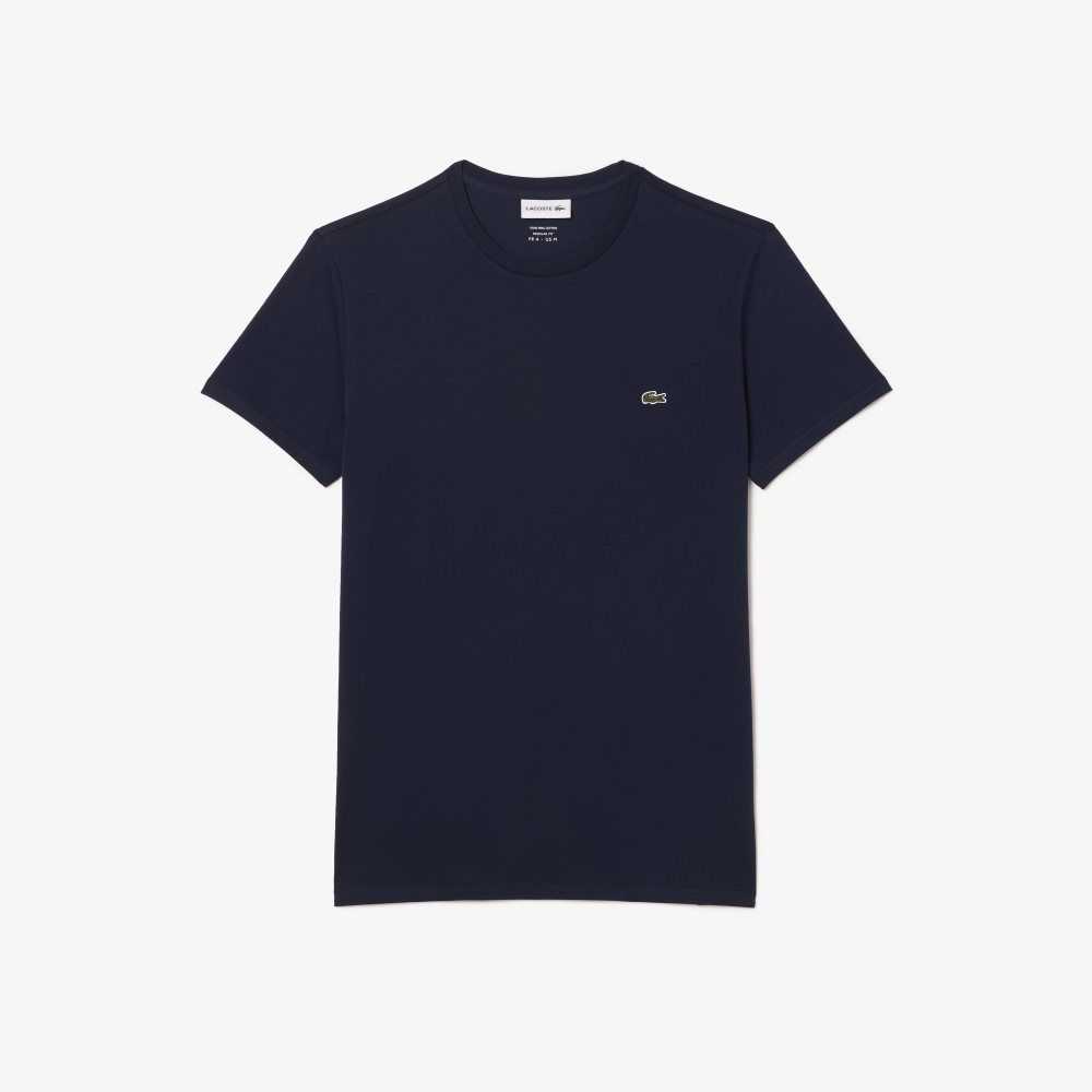 Lacoste Crew Neck Pima Algodon Jersey Azul Marino Azules | 8053-DUEAN