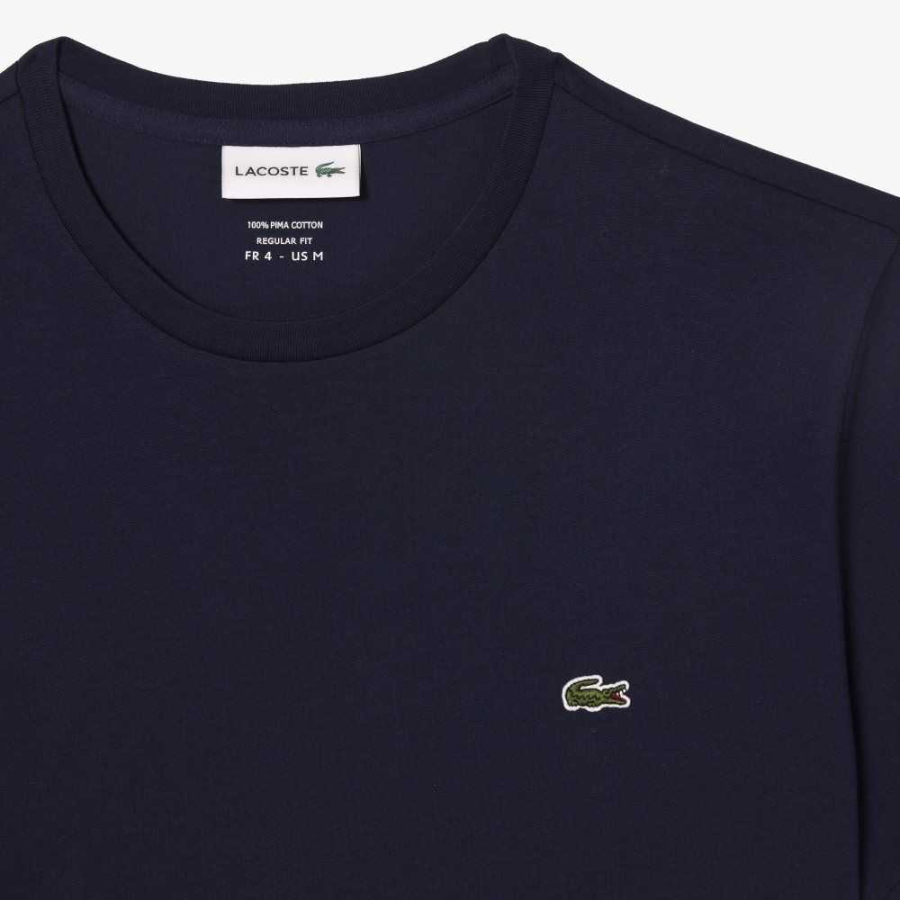 Lacoste Crew Neck Pima Algodon Jersey Azul Marino Azules | 8053-DUEAN