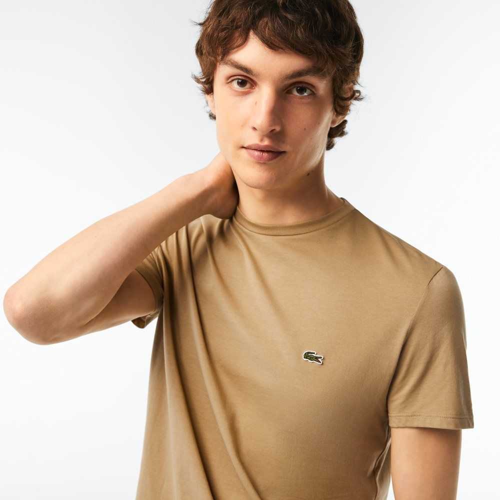 Lacoste Crew Neck Pima Algodon Jersey Beige | 6754-FELIH