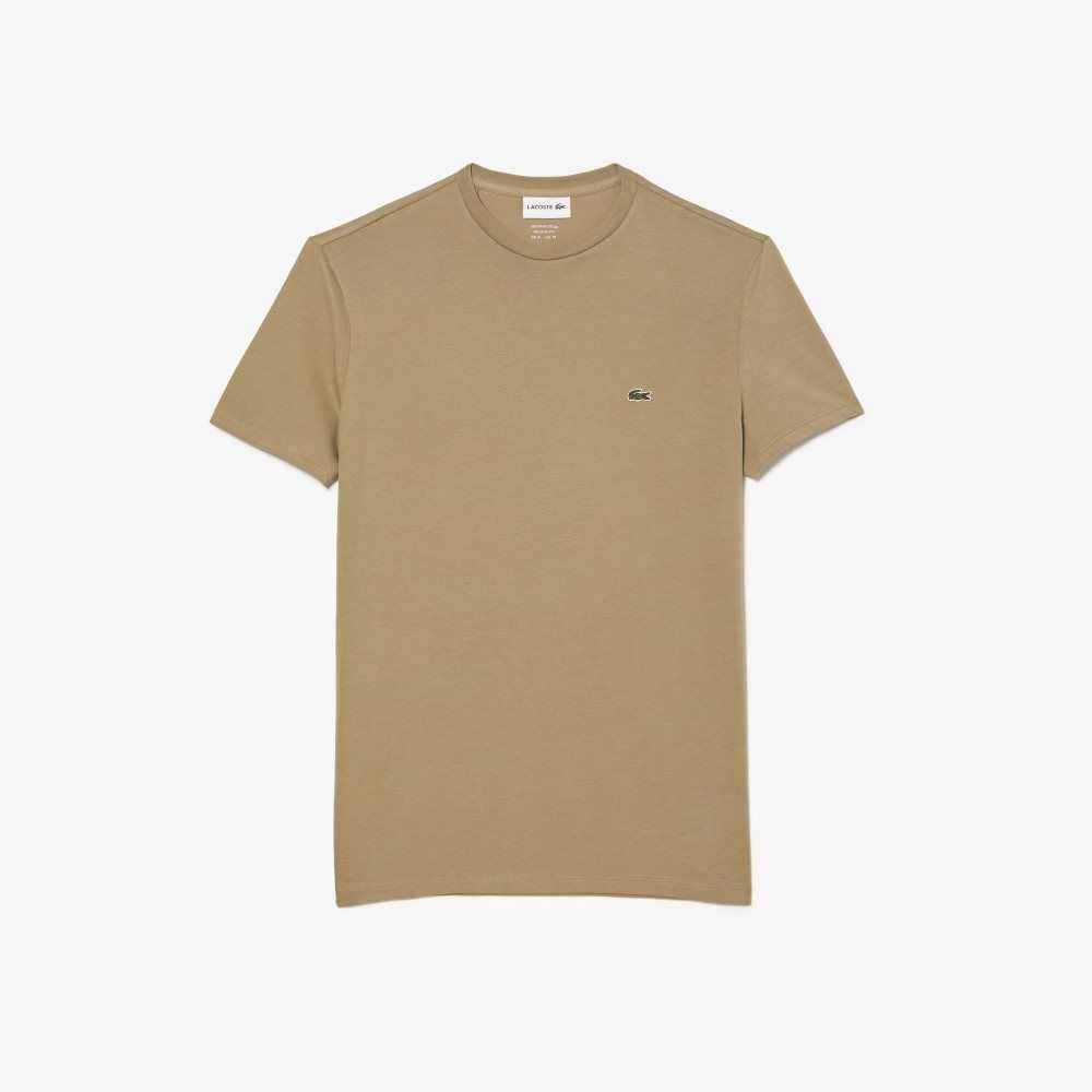 Lacoste Crew Neck Pima Algodon Jersey Beige | 6754-FELIH