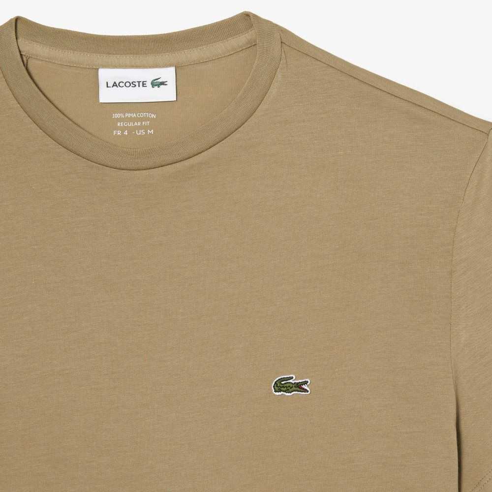 Lacoste Crew Neck Pima Algodon Jersey Beige | 6754-FELIH