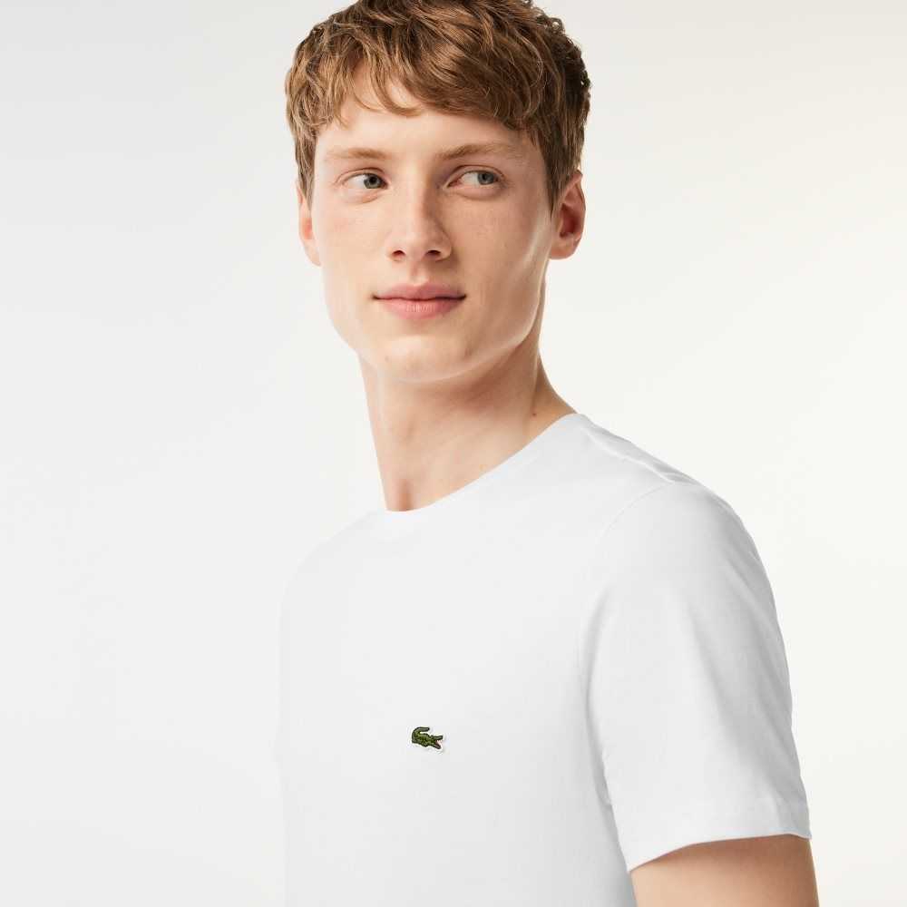 Lacoste Crew Neck Pima Algodon Jersey Blancas | 6347-RBNIF