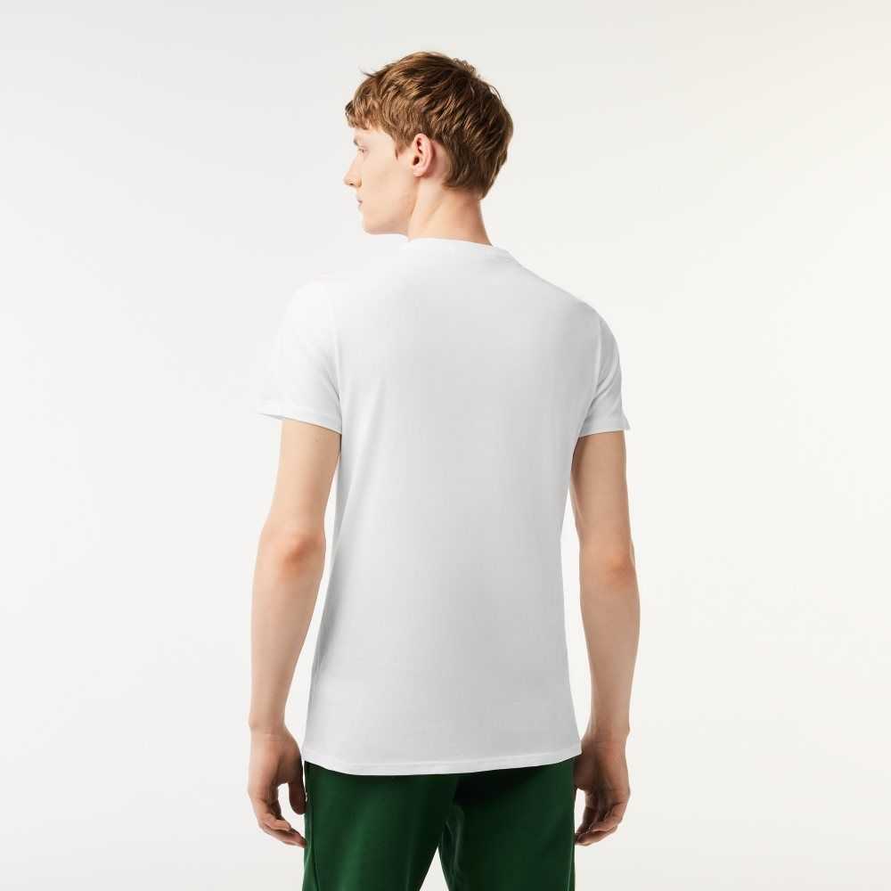 Lacoste Crew Neck Pima Algodon Jersey Blancas | 6347-RBNIF