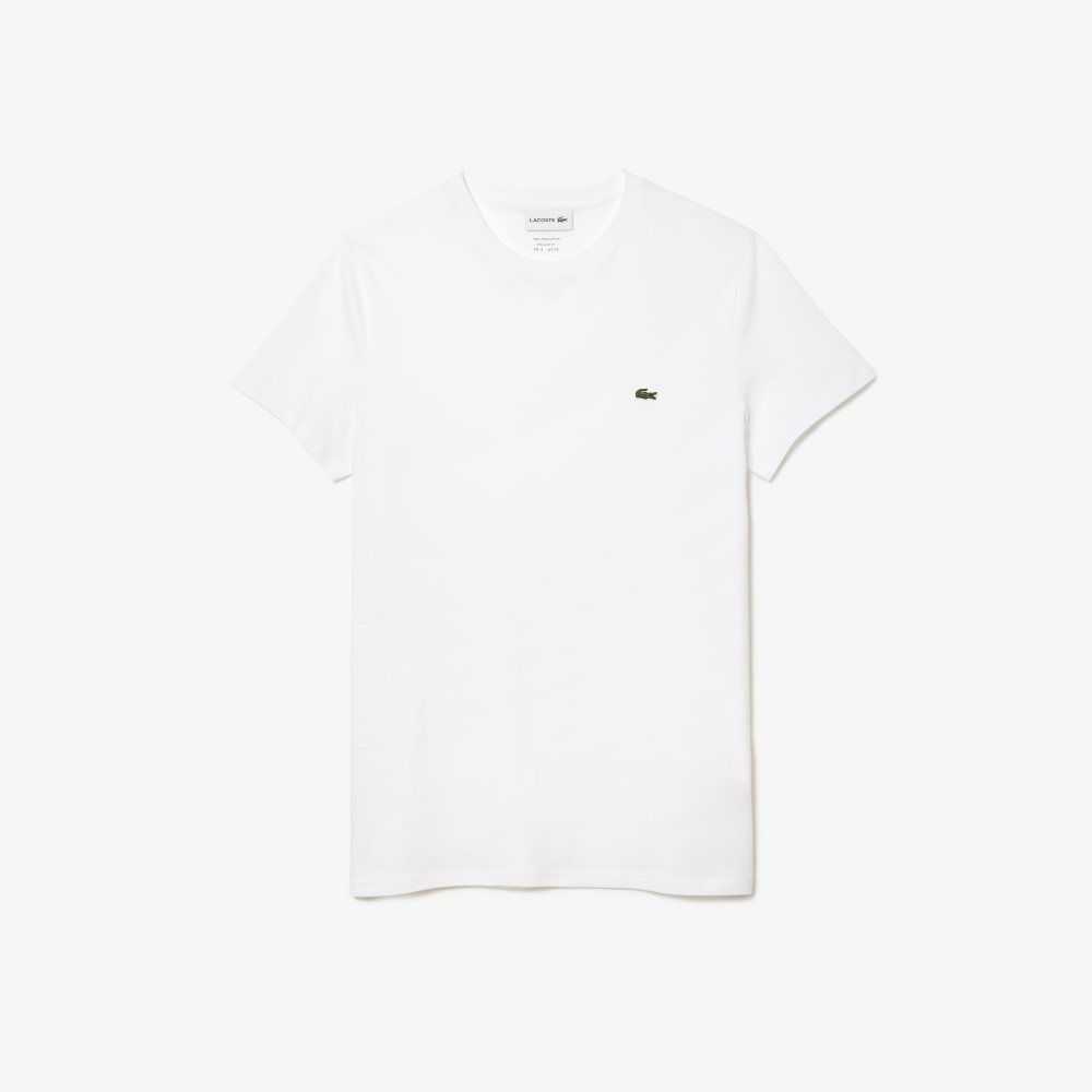 Lacoste Crew Neck Pima Algodon Jersey Blancas | 6347-RBNIF