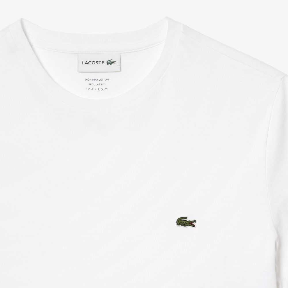 Lacoste Crew Neck Pima Algodon Jersey Blancas | 6347-RBNIF