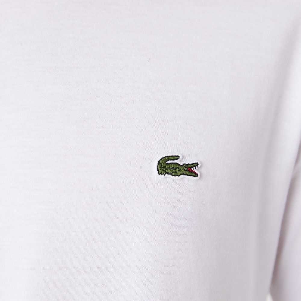 Lacoste Crew Neck Pima Algodon Jersey Blancas | 7605-SOXQR