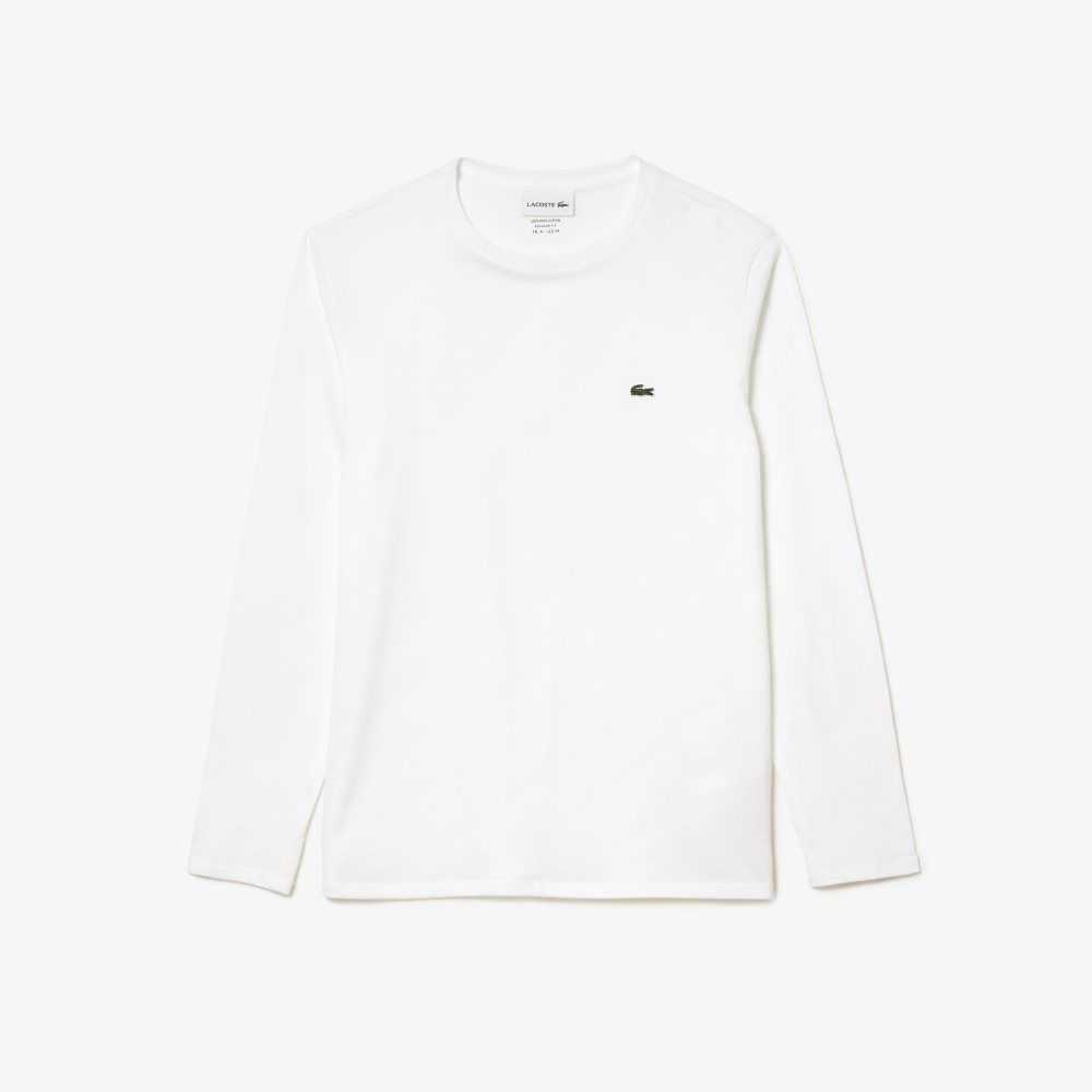 Lacoste Crew Neck Pima Algodon Jersey Blancas | 7605-SOXQR